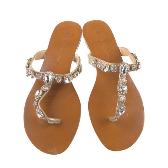 badgley mischka Women’s Silver Rhinestone Thong flip Flops Sandals 7 - Picture 1 of 5